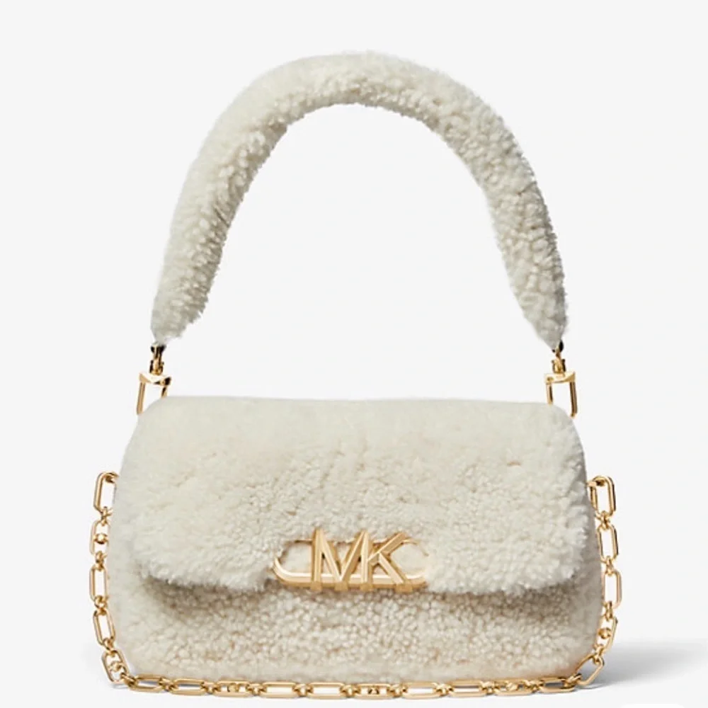 Michael Kors Shearling Shoulder Bag with Gold Chain